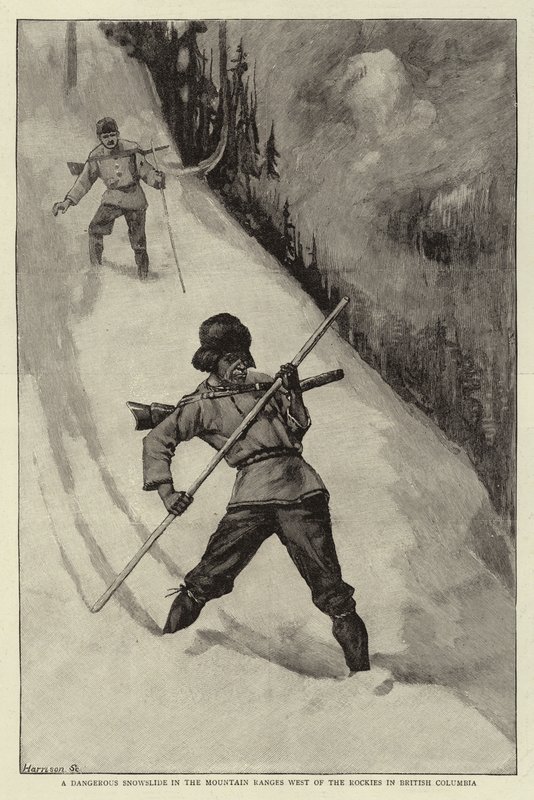 Eine gefährliche Lawine in den Bergketten westlich der Rockies in British Columbia von Charles Edwin Fripp