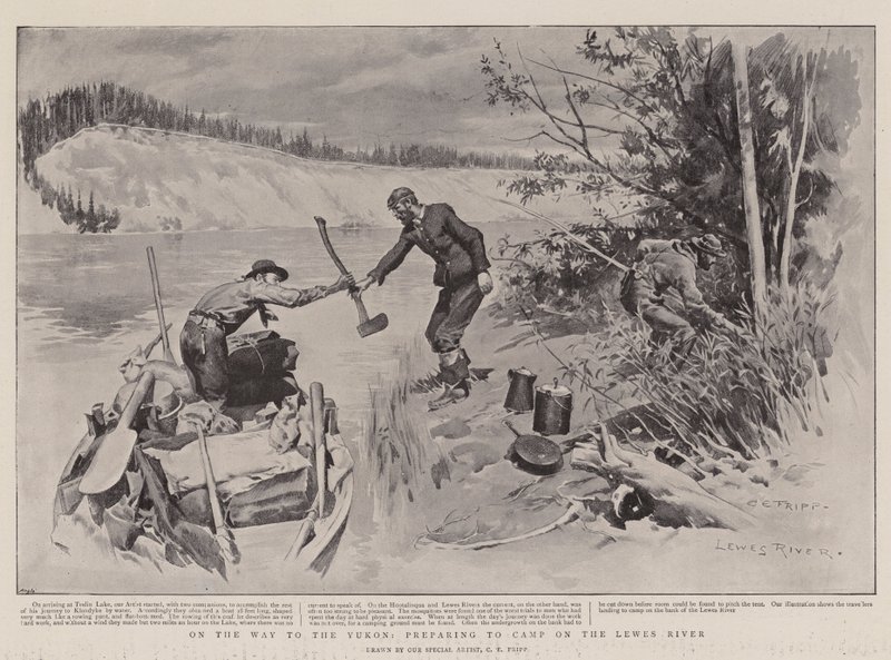 Auf dem Weg zum Yukon, Vorbereitung zum Campen am Lewes River von Charles Edwin Fripp