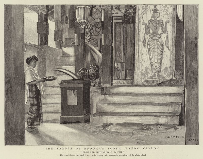 Der Tempel des Buddha-Zahns, Kandy, Ceylon von Charles Edwin Fripp