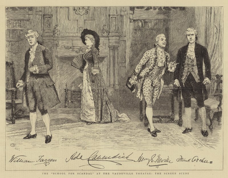 Die Schule für Skandal im Vaudeville Theatre, die Bildschirmszene von Charles Green