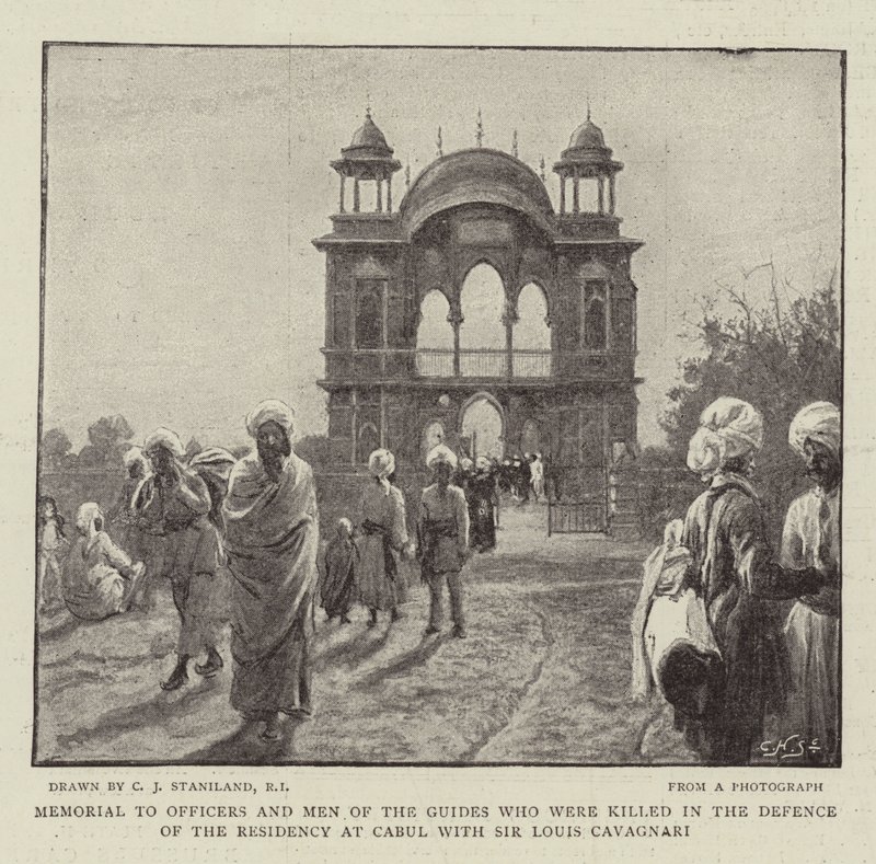 Denkmal für Offiziere und Männer der Guides, die bei der Verteidigung der Residenz in Kabul mit Sir Louis Cavagnari getötet wurden von Charles J. Staniland