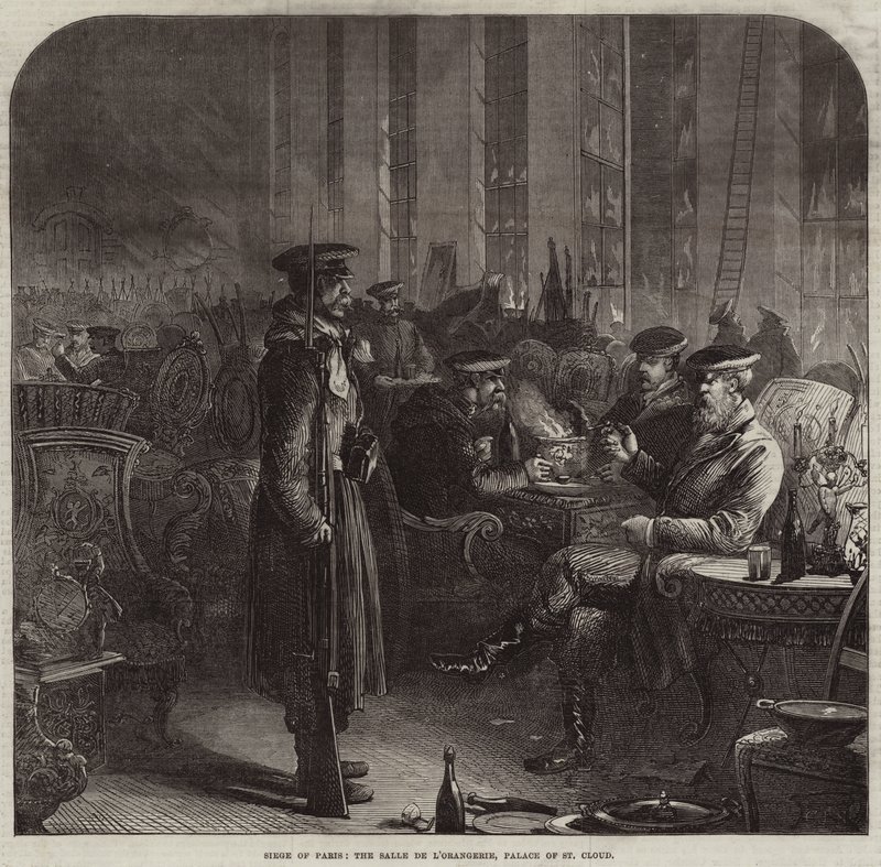 Belagerung von Paris, der Saal der Orangerie, Palast von St. Cloud von Charles J. Staniland