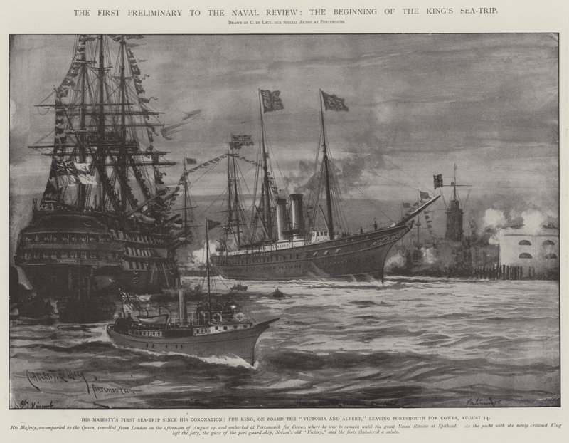 Das erste Vorspiel zur Marineparade, der Beginn der Seereise des Königs von Charles John de Lacy