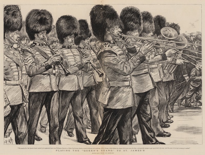 Die Königinnenwache nach St. James spielen von Charles Paul Renouard