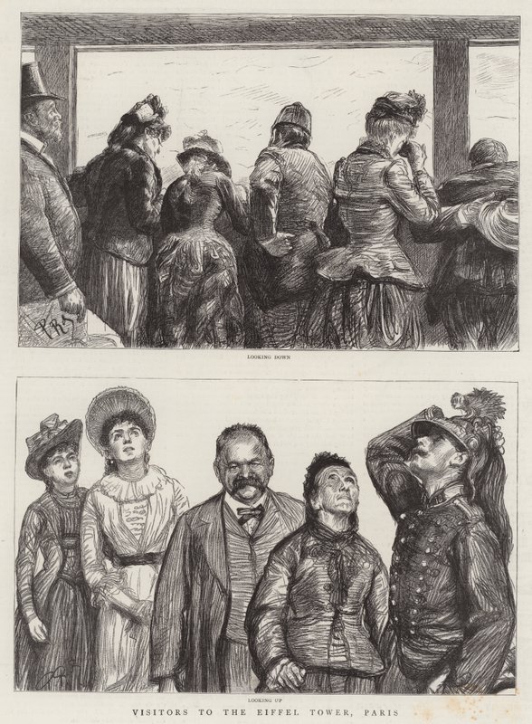 Besucher des Eiffelturms, Paris von Charles Paul Renouard