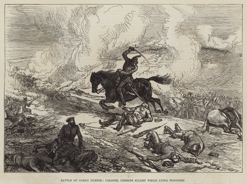 Schlacht von Gorny Dubnik, Oberst Chebins getötet, während er verwundet lag von Sir John Charles Robinson