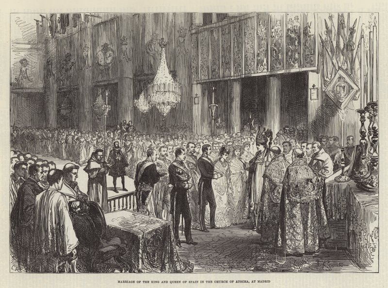 Hochzeit des Königs und der Königin von Spanien in der Kirche von Atocha, in Madrid von Sir John Charles Robinson
