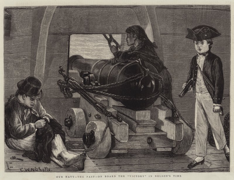 Unsere Marine, die Vergangenheit, an Bord der Victory in Nelsons Zeit von Charles Wynne Nicholls