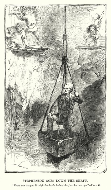 Stephenson fährt in den Schacht hinunter von Charles Altamont Doyle