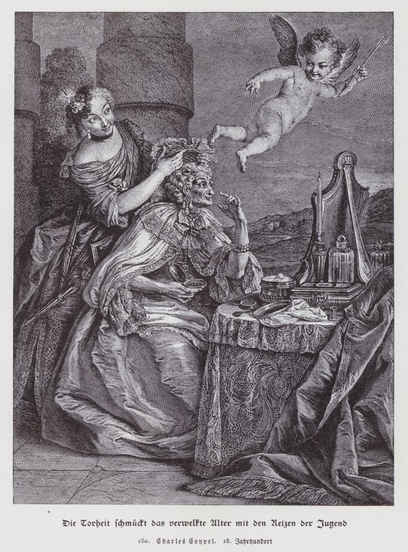 Narrheit schmückt das verwelkte Alter mit den Zierden der Jugend von Charles Antoine (after) Coypel
