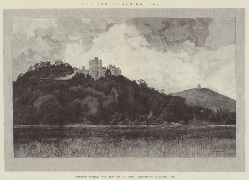 Dunster Castle, der Sitz von Mr. Hugh Courtenay Luttrell, MP von Charles Auguste Loye