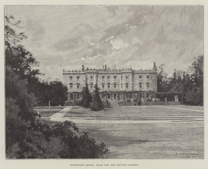 Hughenden Manor, Rückansicht und private Gärten von Charles Auguste Loye