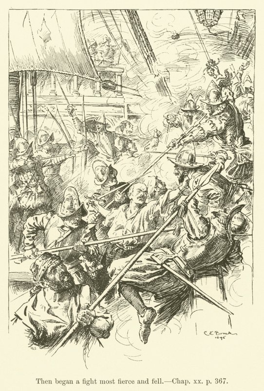 Illustration für Westward Ho! von Charles Kingsley (Gravur) von Charles Edmund Brock