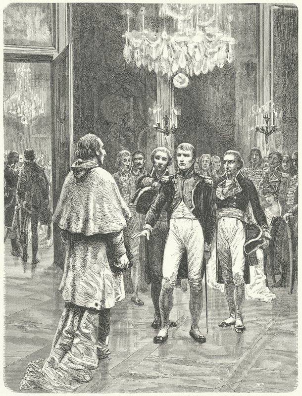 Napoleon empfängt Kardinal Ercole Consalvi im Tuilerienpalast, Paris von Charles Edouard Delort
