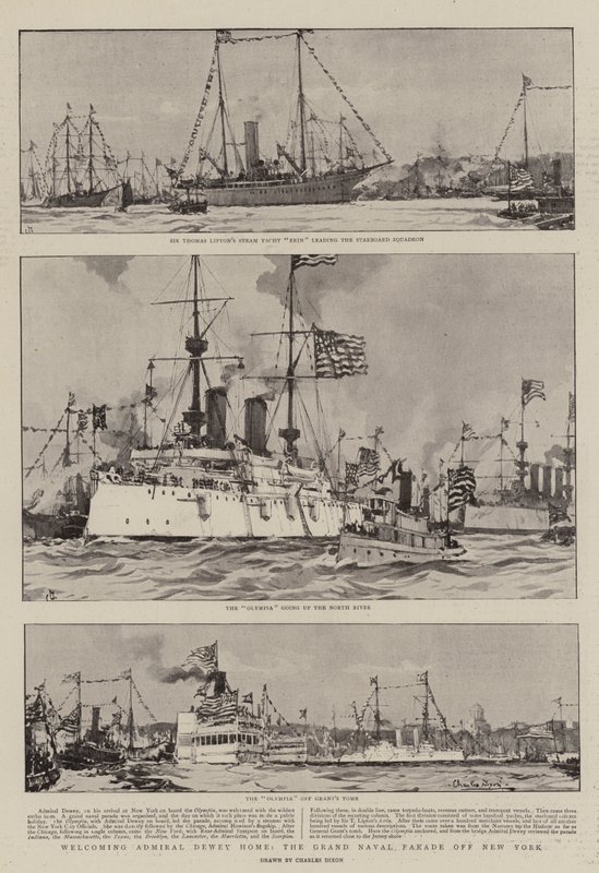 Begrüßung von Admiral Dewey, die große Marineparade vor New York von Charles Edward Dixon