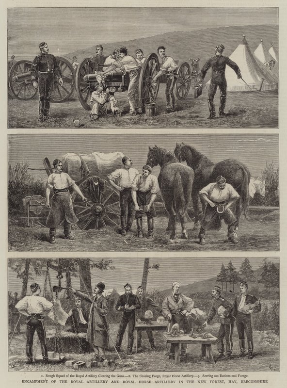 Lager der Royal Artillery und Royal Horse Artillery im New Forest, Hay, Breconshire von Charles Edwin Fripp