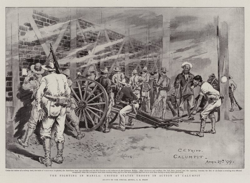 Die Kämpfe in Manila, US-Truppen im Einsatz in Calumpit von Charles Edwin Fripp