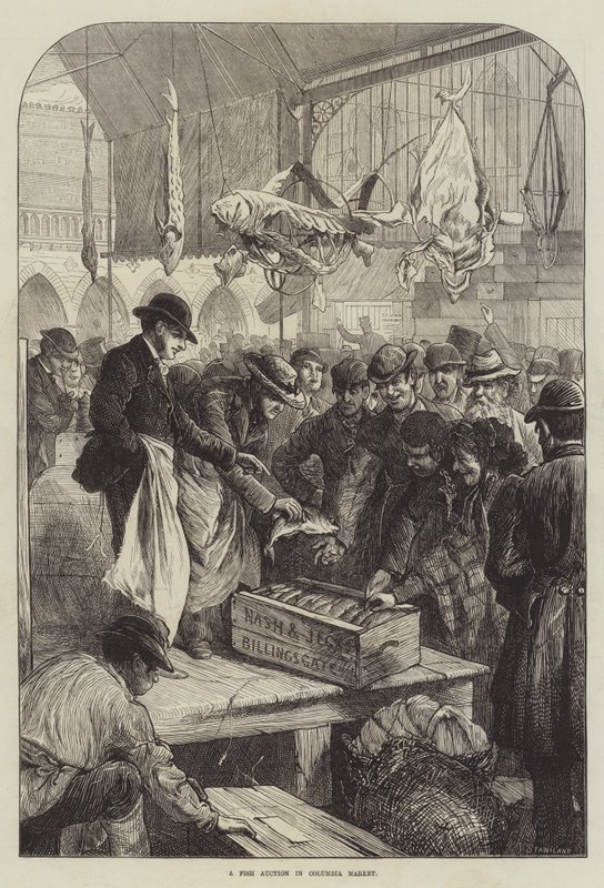 Fischauktion auf dem Columbia-Markt von Charles J. (after) Staniland