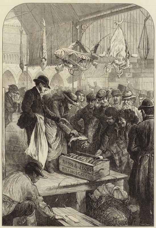 Eine Fischauktion auf dem Columbia-Markt von Charles J. Staniland