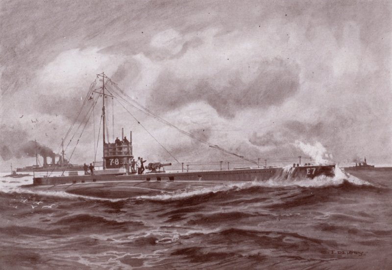 Ein U-Boot an der Oberfläche von Charles John de (after) Lacy