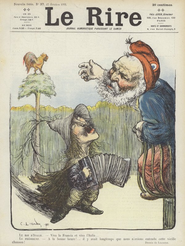 Der König von Italien und der Präsident von Frankreich. Illustration für Le Rire von Charles Leandre