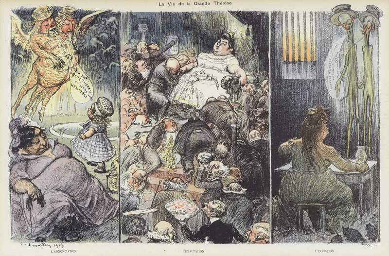 Das Leben der Betrügerin Therese Humbert. Illustration für Le Rire von Charles Leandre