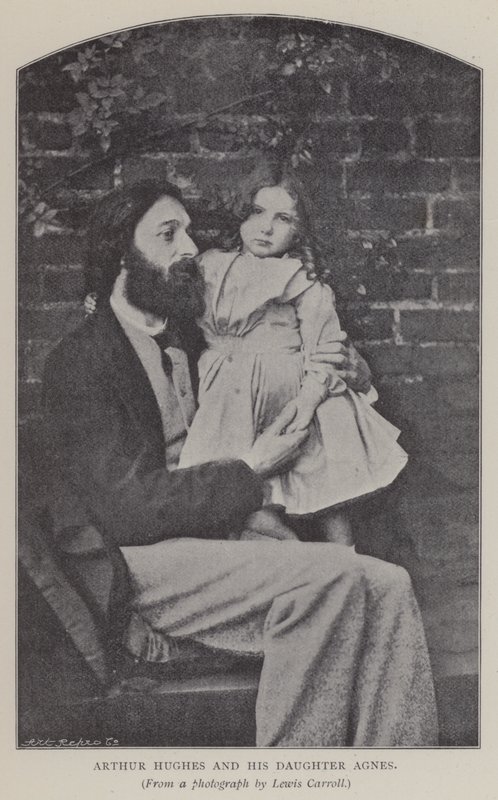 Arthur Hughes und seine Tochter Agnes (s/w Foto) von Charles Lutwidge Dodgson