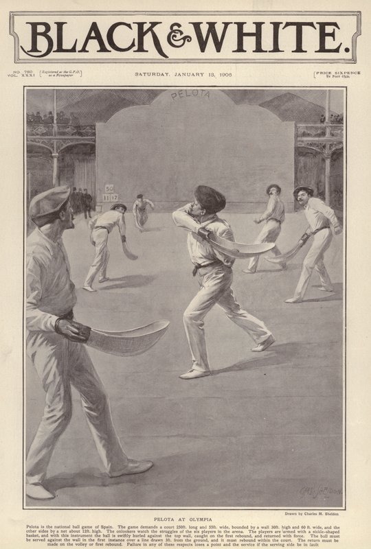Der baskische Sport Pelota, gespielt in Olympia, London von Charles Mills (after) Sheldon