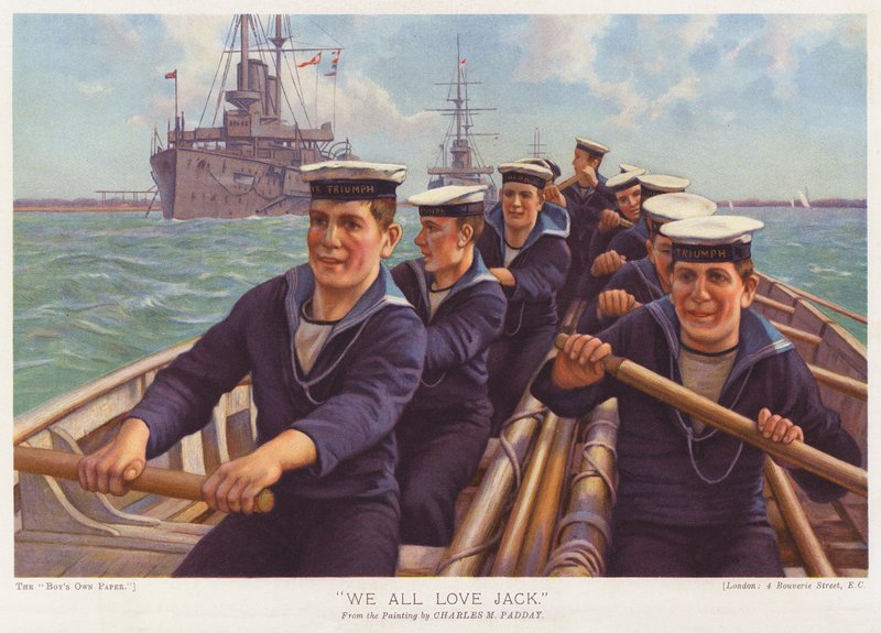 Matrosen von HMS Triumph rudern über einen Hafen von Charles Murray (after) Padday