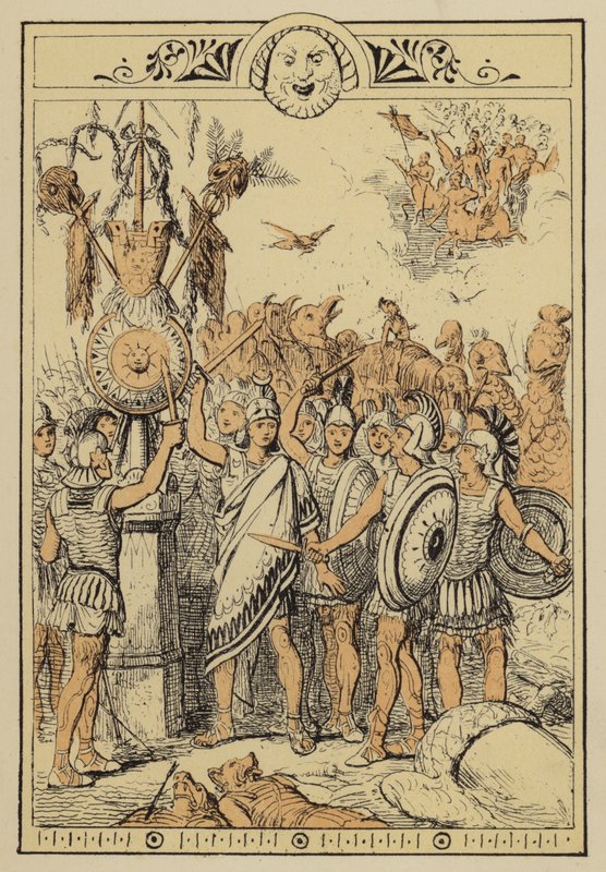 Geschichten von Lukian: Das Mondvolk überrascht von den Wolkenzentauren von Charles Oliver Murray