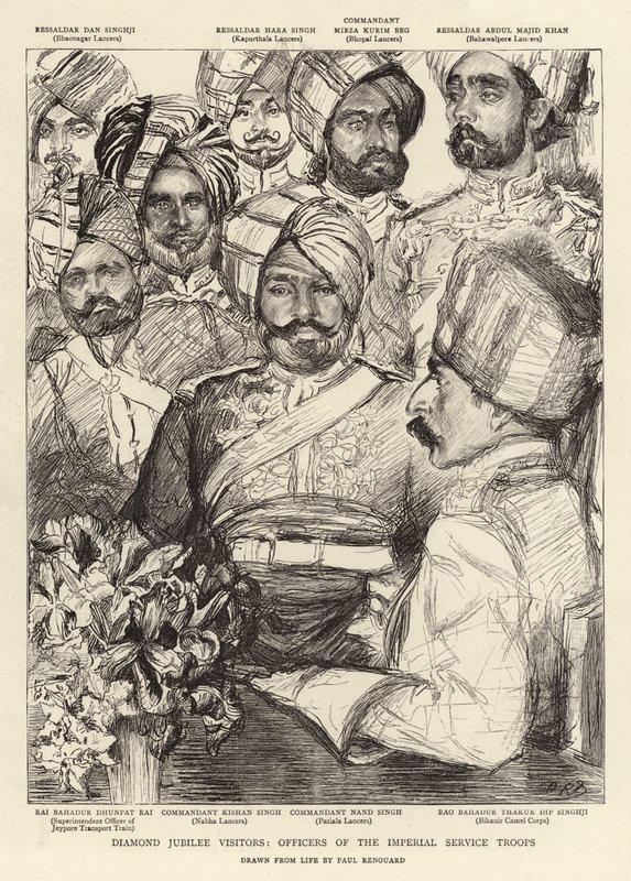 Besucher des Diamantenjubiläums, Offiziere der Imperial Service Truppen von Charles Paul Renouard