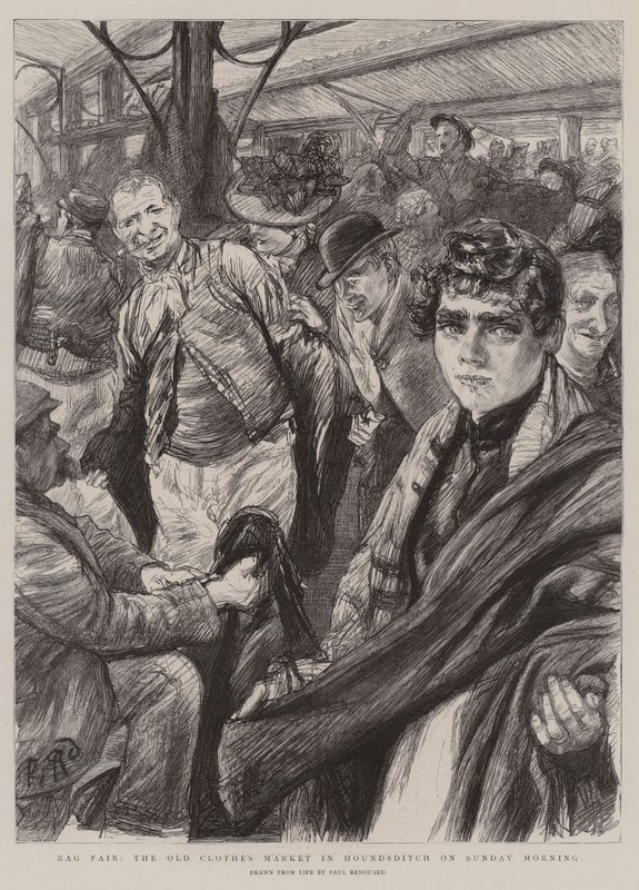 Rag Fair, der Altkleidermarkt in Hounsditch am Sonntagmorgen von Charles Paul Renouard
