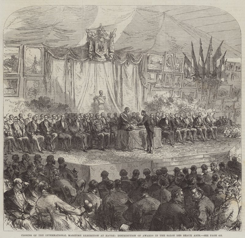 Schließung der Internationalen Maritimen Ausstellung in Havre, Verleihung der Auszeichnungen im Salon des Beaux Arts von Sir John Charles Robinson