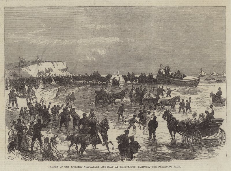 Start des lizenzierten Gastwirts-Rettungsbootes in Hunstanton, Norfolk von Sir John Charles Robinson