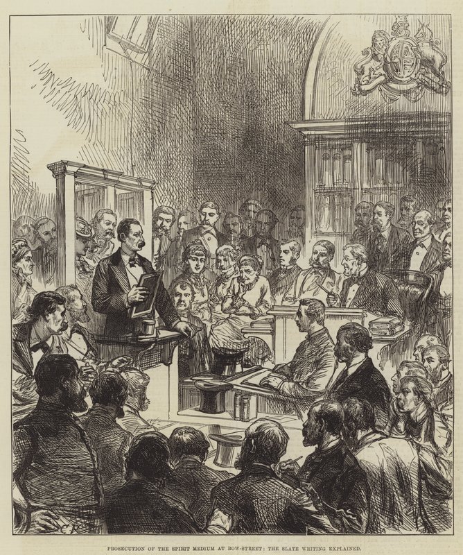 Verfolgung des Geistermediums in Bow-Street, die Schrifttafel erklärt von Sir John Charles Robinson