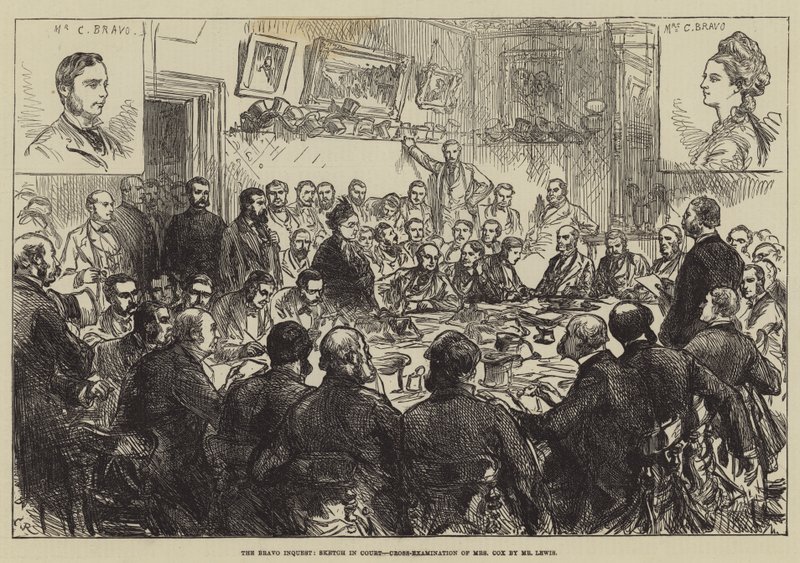 Die Bravo-Untersuchung, Skizze im Gericht, Kreuzverhör von Mrs. Cox durch Mr. Lewis von Sir John Charles Robinson