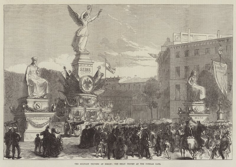 Der militärische Triumph in Berlin, die Sedan-Trophäe am Potsdamer Tor von Sir John Charles Robinson