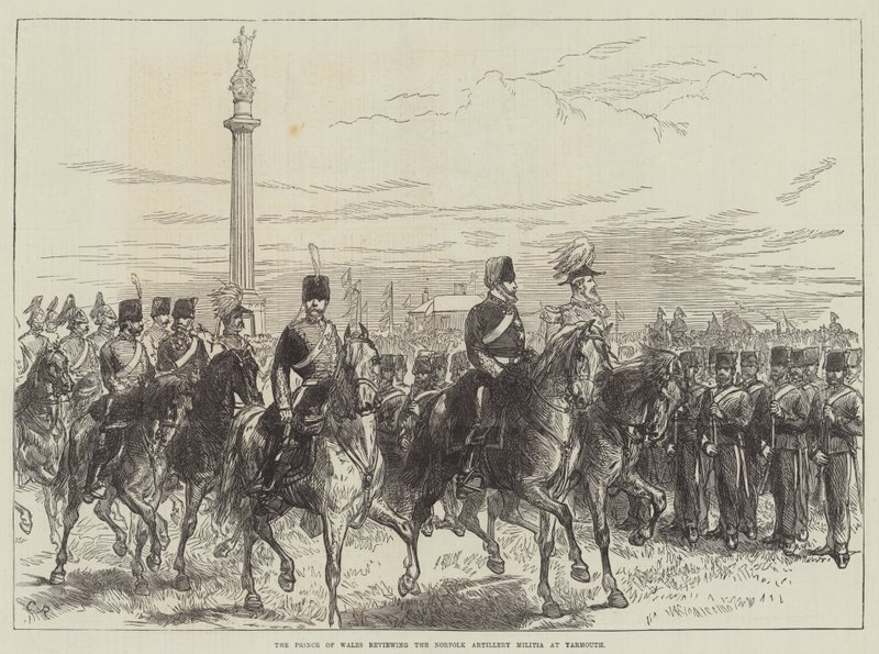 Der Prinz von Wales inspiziert die Norfolk Artillery Militia in Yarmouth von Sir John Charles Robinson