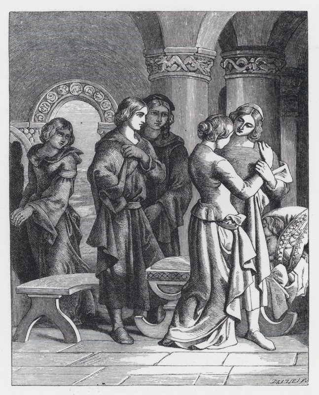 Illustration zu Tennysons Gedicht, Die Prinzessin von Daniel (after) Maclise