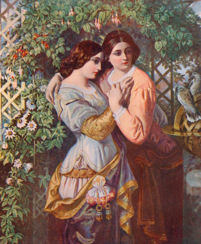 Shakespeare: Celia und Rosalind, Wie es euch gefällt, Akt I, Szene 3 von Daniel (after) Maclise