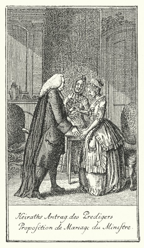 Heiratsantrag des Geistlichen (Gravur) von Daniel Nikolaus (after) Chodowiecki