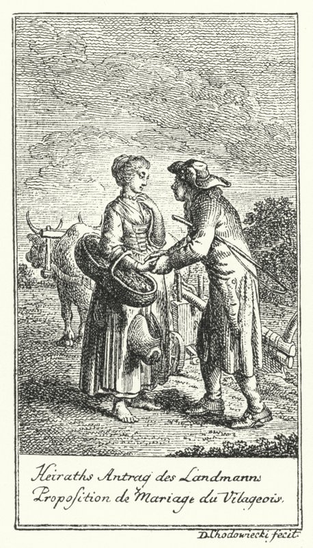 Heiratsantrag des Bauern (Gravur) von Daniel Nikolaus (after) Chodowiecki