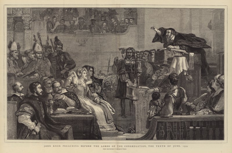 John Knox predigt vor den Lords der Gemeinde, am zehnten Juni 1559 von David Wilkie