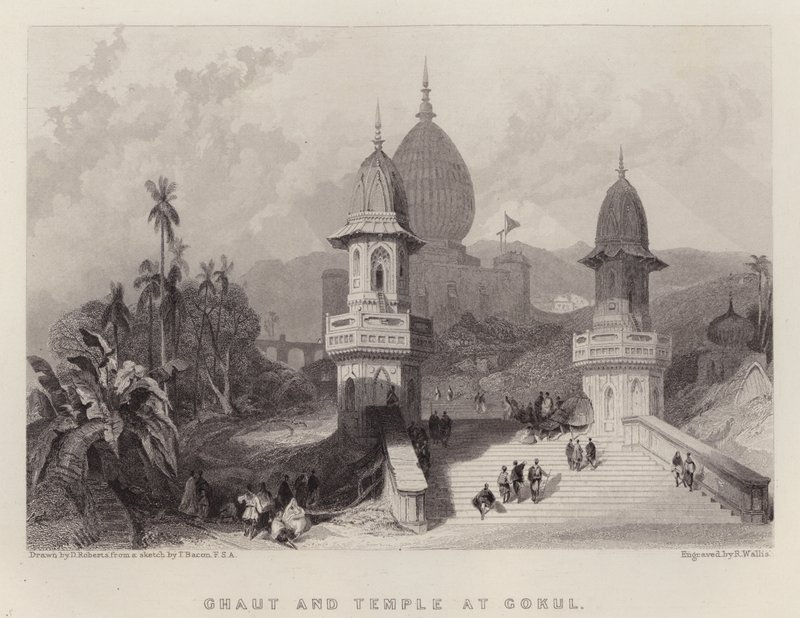 Ghat und Tempel in Gokul von David (after) Roberts