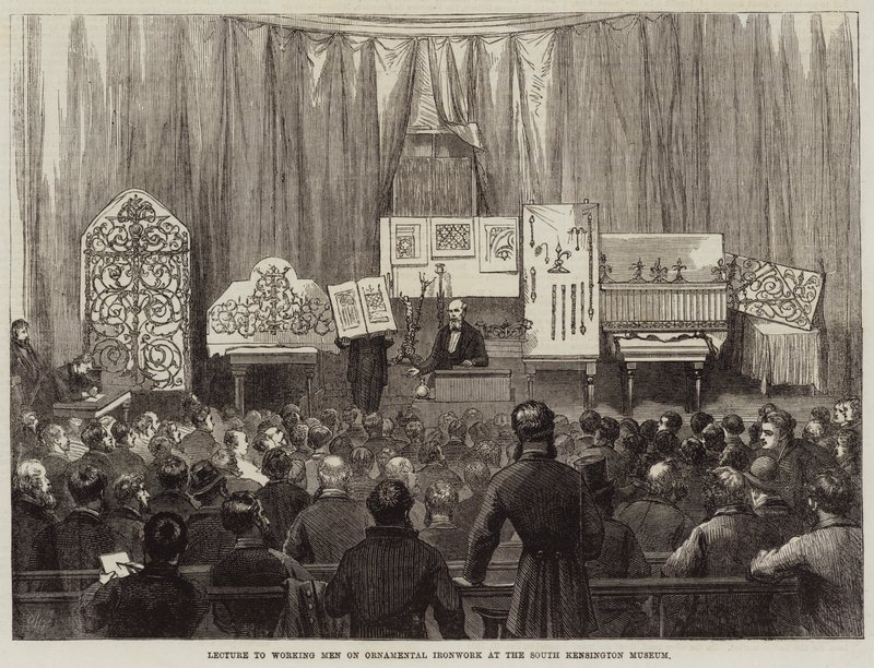 Vortrag für Arbeiter über Ziermetallarbeiten im South Kensington Museum von David Henry Friston