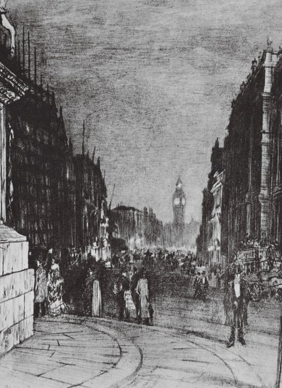 London: Whitehall Lichter von David Muirhead (after) Bone