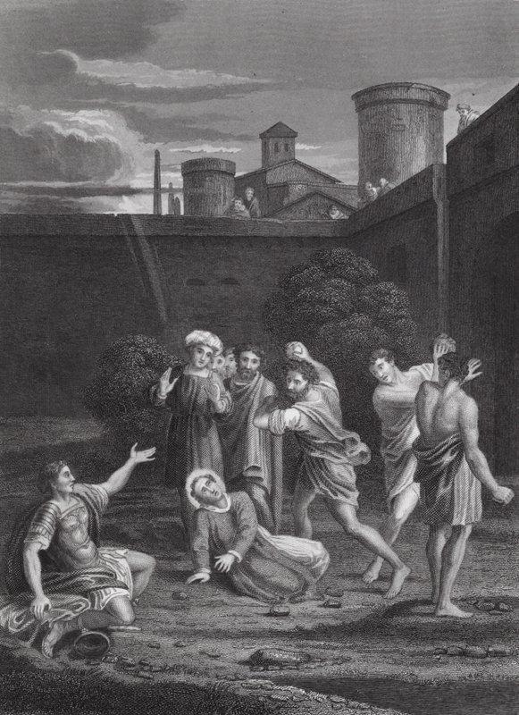 Die Steinigung des Heiligen Stephanus, Apostelgeschichte, Kapitel VII, Verse 54-60 von Domenichino (1581 1641) (after)