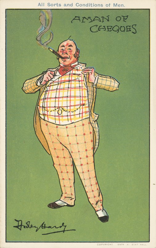 Ein Mann mit Schecks: Ein wohlhabender Mann im karierten Anzug von Dudley Hardy