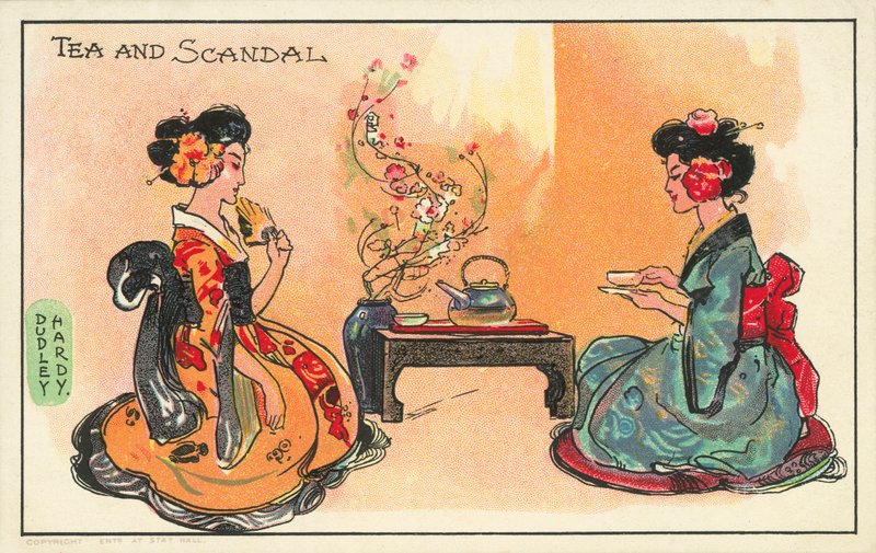 Tee und Skandal: zwei japanische Frauen trinken Tee von Dudley Hardy