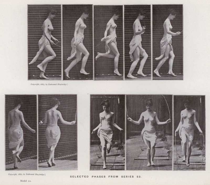 Die menschliche Figur in Bewegung: Ausgewählte Phasen aus Serie 53 von Eadweard Muybridge